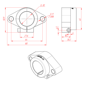 SHF30 | Горизонтальный держатель вала 30 мм изображение 1