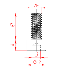 Чертеж - Винт М4х10 DIN 912