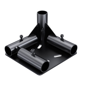 Левый адаптер для ролика FH-1002L, предназначенный для крепления роликовых опор к трубам диаметром 28 мм в модульных системах. Изготовлен из черного металла толщиной 2,5 мм.