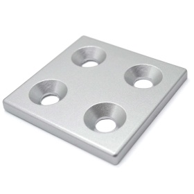 Торцевая заглушка серебряная 90х90 мм с креплением на профиль серии 90 пазом 10