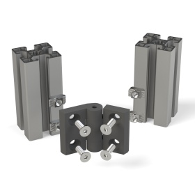 Один из вариантов крепления дверной петли к конструкционному профилю 45х45 мм