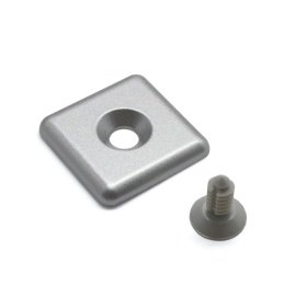 Заглушка алюминиевая серебристая на профиль 40 паз 8 с серой клипсой