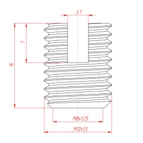 Чертёж: RSI-TH-M12-M8 | Втулка резьбовая М12х1.5 / М8х1.25