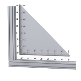 Уголок стальной массивный 740х740 мм с ребром для профиля серии 50 сборка на сухарях