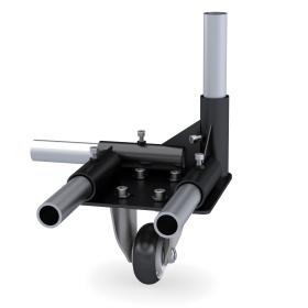 Соединительный кронштейн FH-1002L для левой роликовой опоры. Надежно крепит ролики к трубам диаметром 28 мм в модульных конструкциях. Металлический, черный, толщина 2,5 мм.