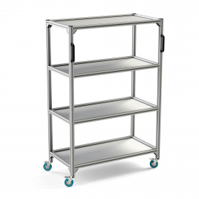 Передвижная стойка на 4 полки с размерами 600х1200х1800 мм