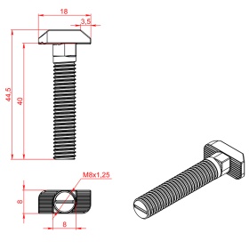 Т-Болт М8х40 паз 8