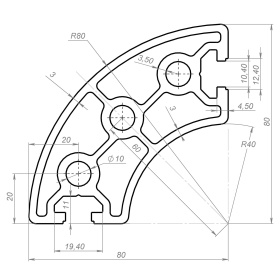 OB-408080R-RAL7035 | Профиль 40х80х80 мм. Радиусный. Паз 10 мм. (Светло-серый) изображение 1