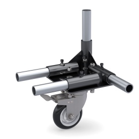 Ролик поворотный с тормозом RSI-FHJ403 с креплением в сборке с трубами D28 и кронштейном