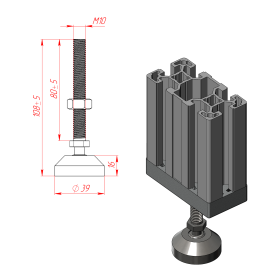 7737 | Опора нержавеющая наклонная, шпилька М10х80, Основание 40мм изображение 4