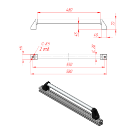 DH28-L550-E2 | Ручка дверная D28 (550 мм) изображение 1