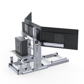 Фото кокпита, трипл скрина, с мониторами и системным блоком для симрейсинга (серия 40 паз 10 мм) Без покрытия