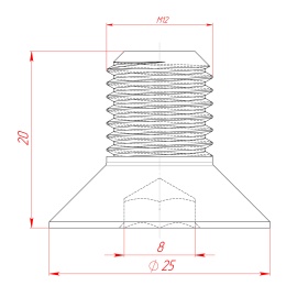 Винт М12х20 DIN7991 (потай), чертёж