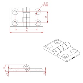 Чертёж дверной петли для профилей 50 серии