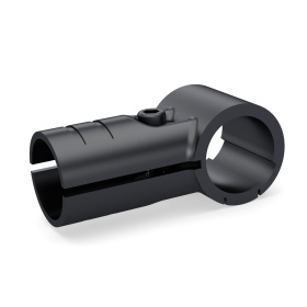 RSI-DF10B — кронштейн соединительный для перпендикулярного соединения труб Ø28 мм, чёрный, металлический