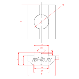 Чертеж сухаря М8, серия 30, из алюминия