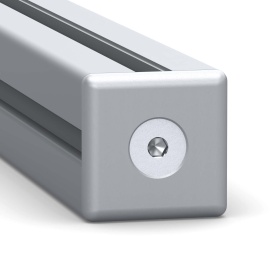 Торцевая заглушка серебристого цвета из алюминия на профиль серии 40 с пазом 8