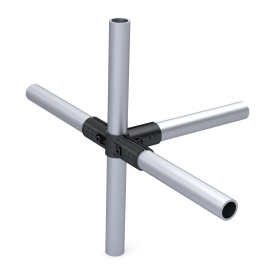 Установленный кронштейн DF3B (RSI‑DF3B) на модульной раме — четыре трубы ø28 мм, перпендикулярный узел