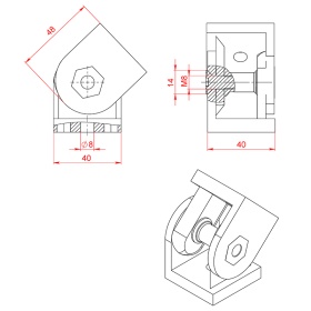 Схема Шарнирного соединения 40х40, арт. 2024