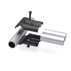 Модульный металлический кронштейн DF9B в разборе, чёрное порошковое покрытие, для трубной системы Ø28 мм.