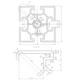 Подробный чертеж профиля OB-6060S10