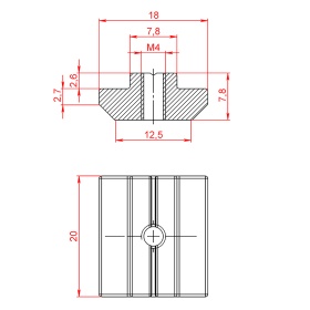 Чертеж пазового сухаря М4 паз 8 серия 40