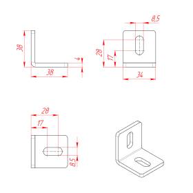 Чертеж стального уголка 40х40