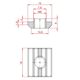 Чертеж пазовый сухарь М8 серия 30