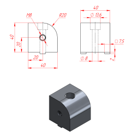 6126 | Угловая поворотная опора 90 град. серия 40 изображение 1
