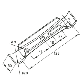 RSI-FH1001C — техническая схема размеров и посадочные места под трубу 28 мм