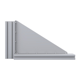 Прямоугольный уголок 315х495 мм с ребром жесткости на профиль из алюминия 45 серии сталь сварка