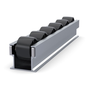 Алюминиевые роликовые направляющие RSI-ALU2045, вид в сборе, диаметр роликов 32 мм