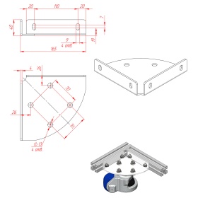 Чертёж адаптера для самоустанавливающихся колёс RSI-150-GD