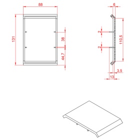 Чертеж крышки углового соединителя 90х90 арт. 1075