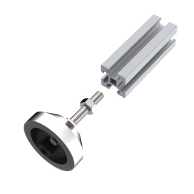 Регулируемая опора (ножка) из нержавеющей стали, артикул 7587. Вид сбоку, чтобы было видно конструкцию.