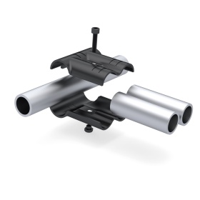 Схема сборки: Соединительный кронштейн DF9B — параллельное и перпендикулярное торцевое соединение труб 28 мм.