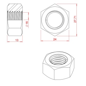 Чертёж шестигранной гайки DIN934 М16
