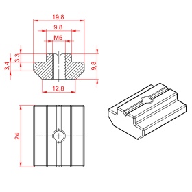 Чертеж пазового сухаря М5 паз 10