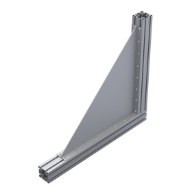 Уголок 740х740 мм массивный сталь с ребром для профиля серии 50