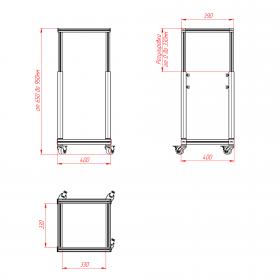 Чертеж подкатного стола 400х400 мм с регулируемой по высоте столешницей