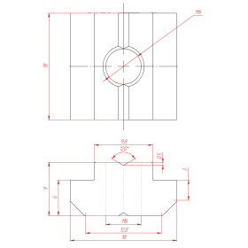 Чертеж алюминиевого пазового сухаря 10М6, арт. 5073AL