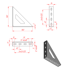 8215s | Стальной угловой соединитель 160х160х34 изображение 1
