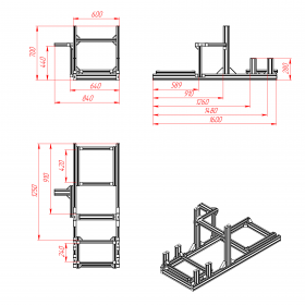 Чертёж кокпита на основе облегченного алюминиевого профиля 40х80 мм