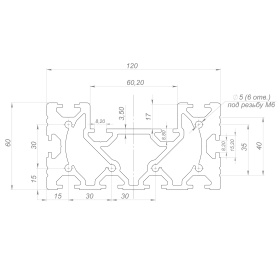 OB-60120-RAILS-RAL7035 | Профиль 60х120 для станков пазы 8 мм (Светло-серый) изображение 1