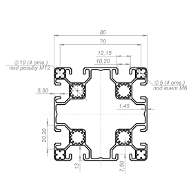 OB-8080-SL-S10-RAL6018 | Профиль 80х80 мм, облегченный, паз 10 мм (Светло-зеленый) изображение 1