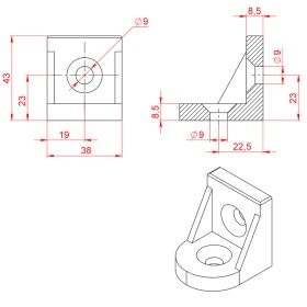 Чертеж углового соединителя 45х45, арт. 2017