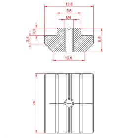 Чертеж пазового сухаря М4 паз 10