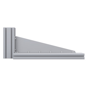 Прямоугольный уголок 495 мм с ребром жесткости на профиль серии 45