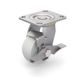 3D‑модель колеса RSI91212501-02: поворотное большегрузное с тормозом и платформой, диаметр 120 мм, нагрузка 300 кг