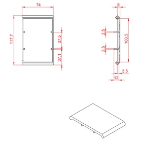Чертеж крышки заглушки углового соединителя 80х80